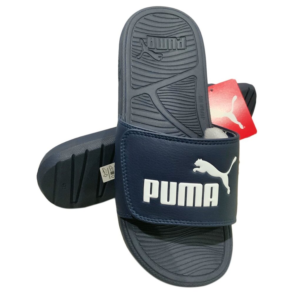NWT PUMA MSRP $51.99 COOL CAT 2.0 V SPORT MEN'S NAVY SLIP ON SLIDES SANDALS